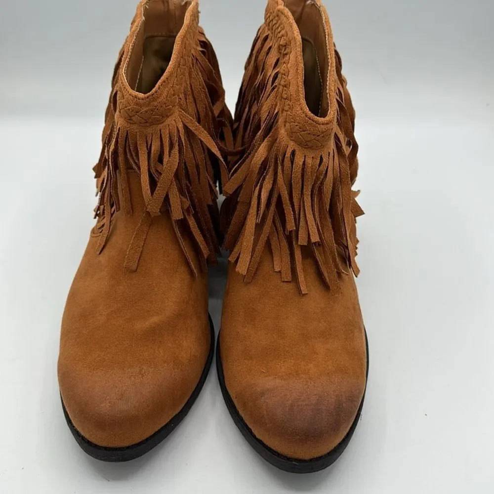 Qupid Fringe booties Tan Size 10 - Picture 2 of 9